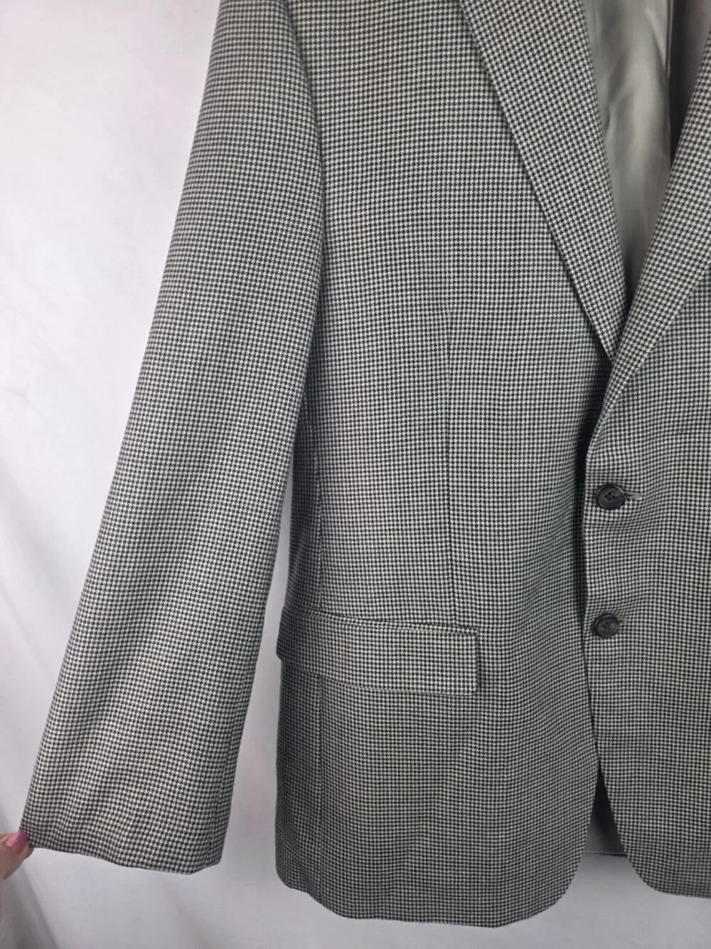 Lauren Ralph Laruen Men's Suit Blazer Size 42R Houndstooth Wool Silk Coat Jacket